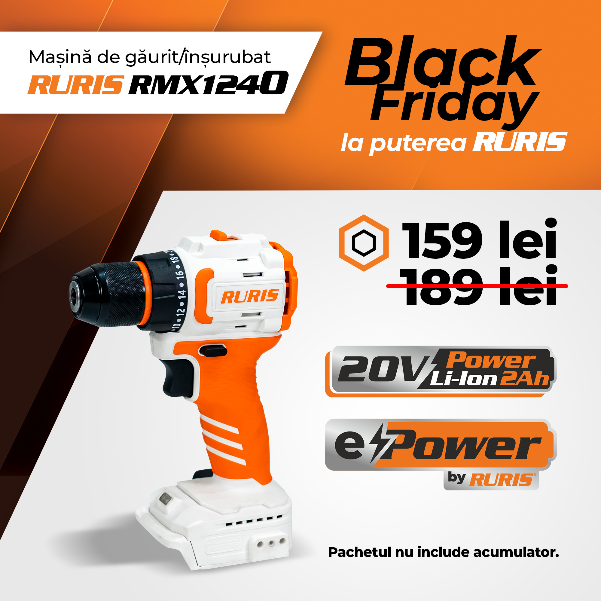 Masina de gaurit insurubat RURIS RMX1240
