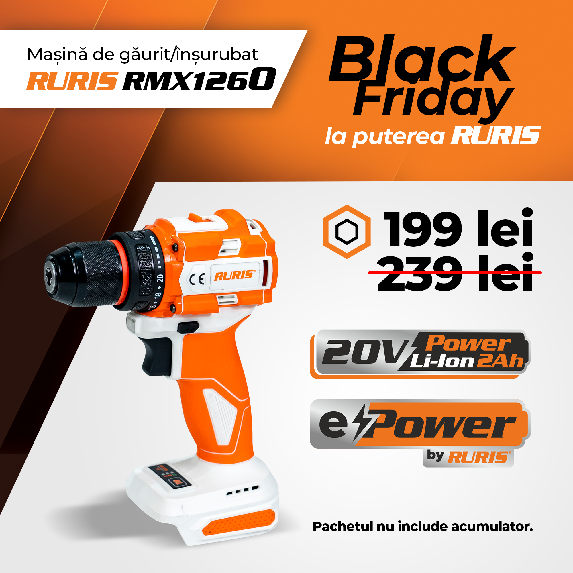Masina de gaurit insurubat RURIS RMX1260